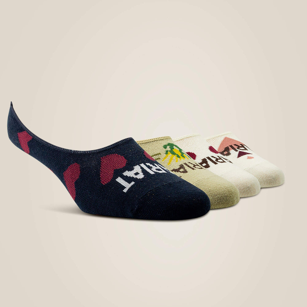 Ariat / No Slip No Show Sock 2 Pair Multi Color Pack