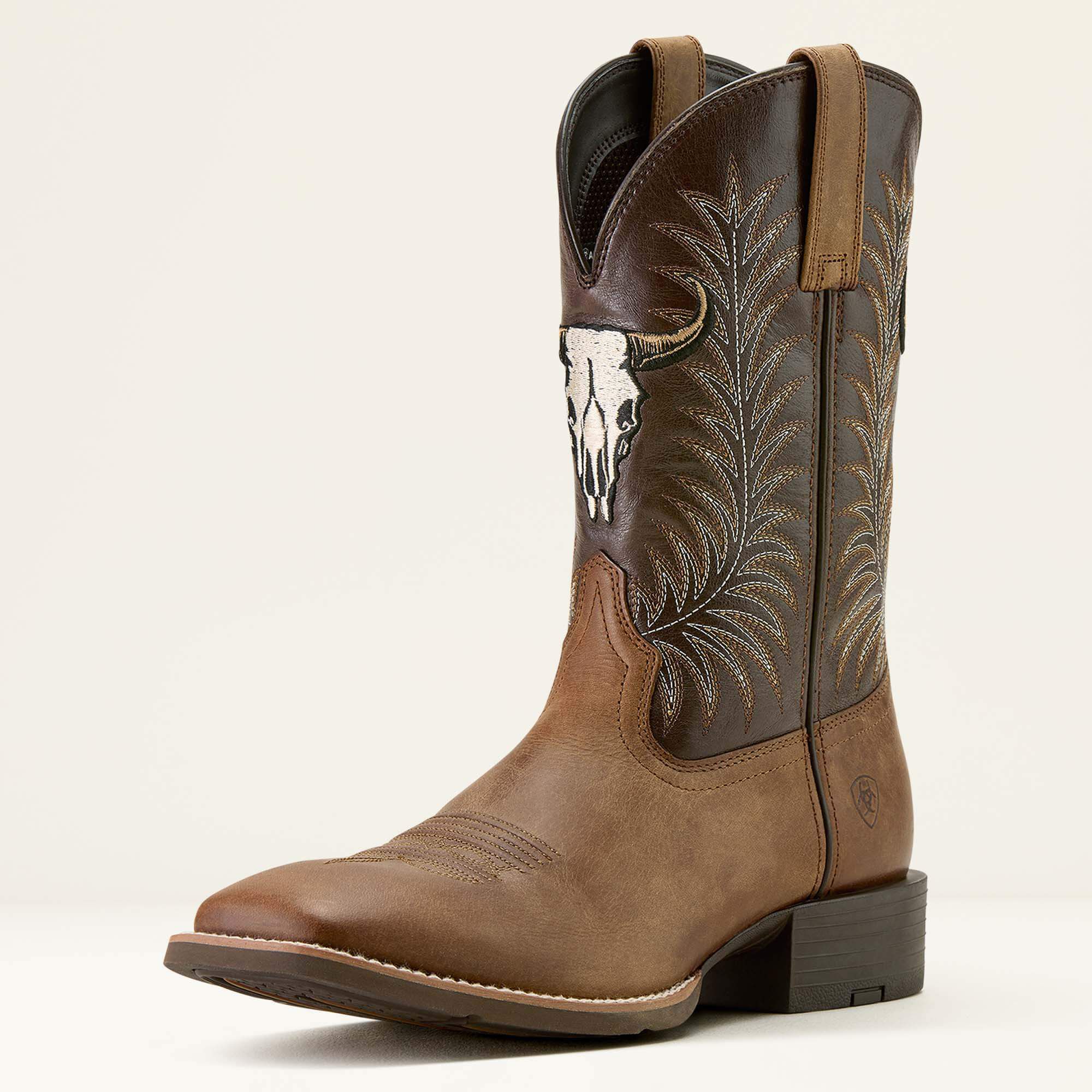 Ariat / Sport Steer Skull Wide Square Toe Cowboy Boot