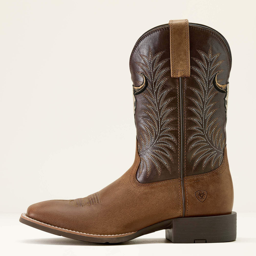 Ariat / Sport Steer Skull Wide Square Toe Cowboy Boot