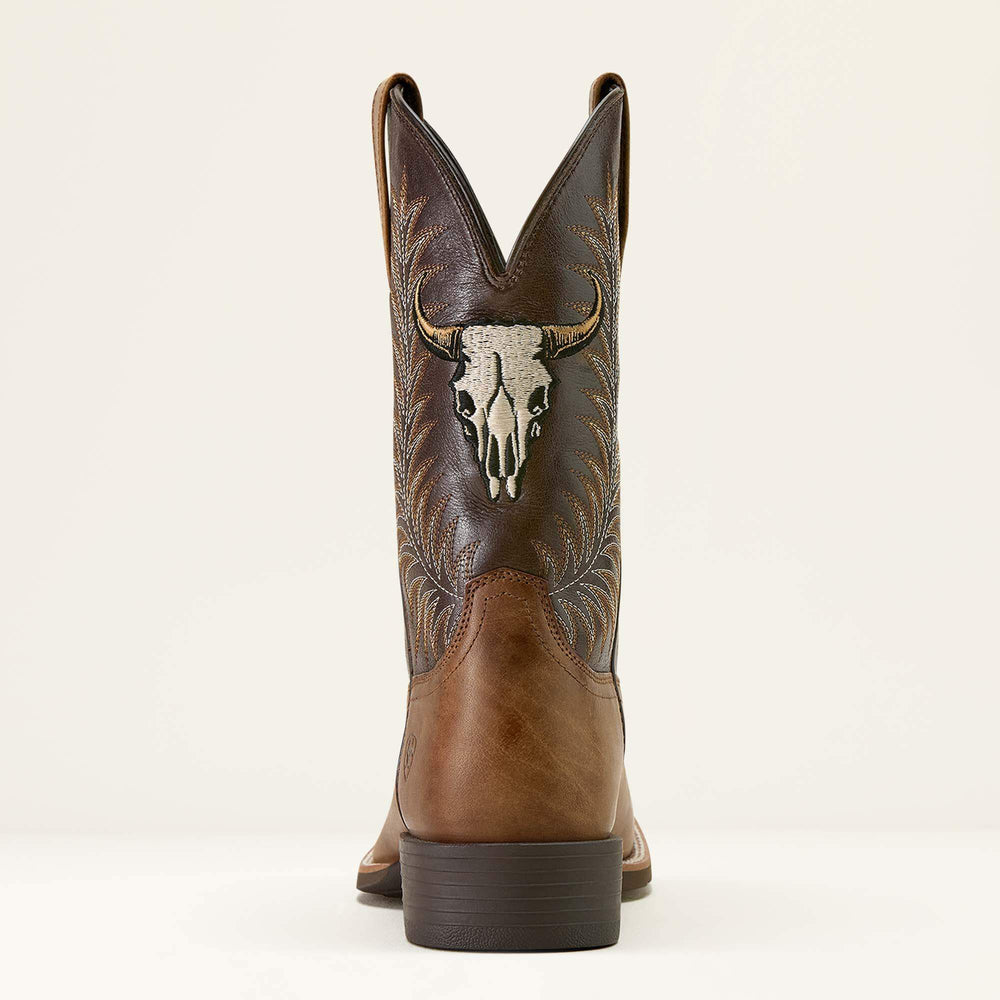 Ariat / Sport Steer Skull Wide Square Toe Cowboy Boot