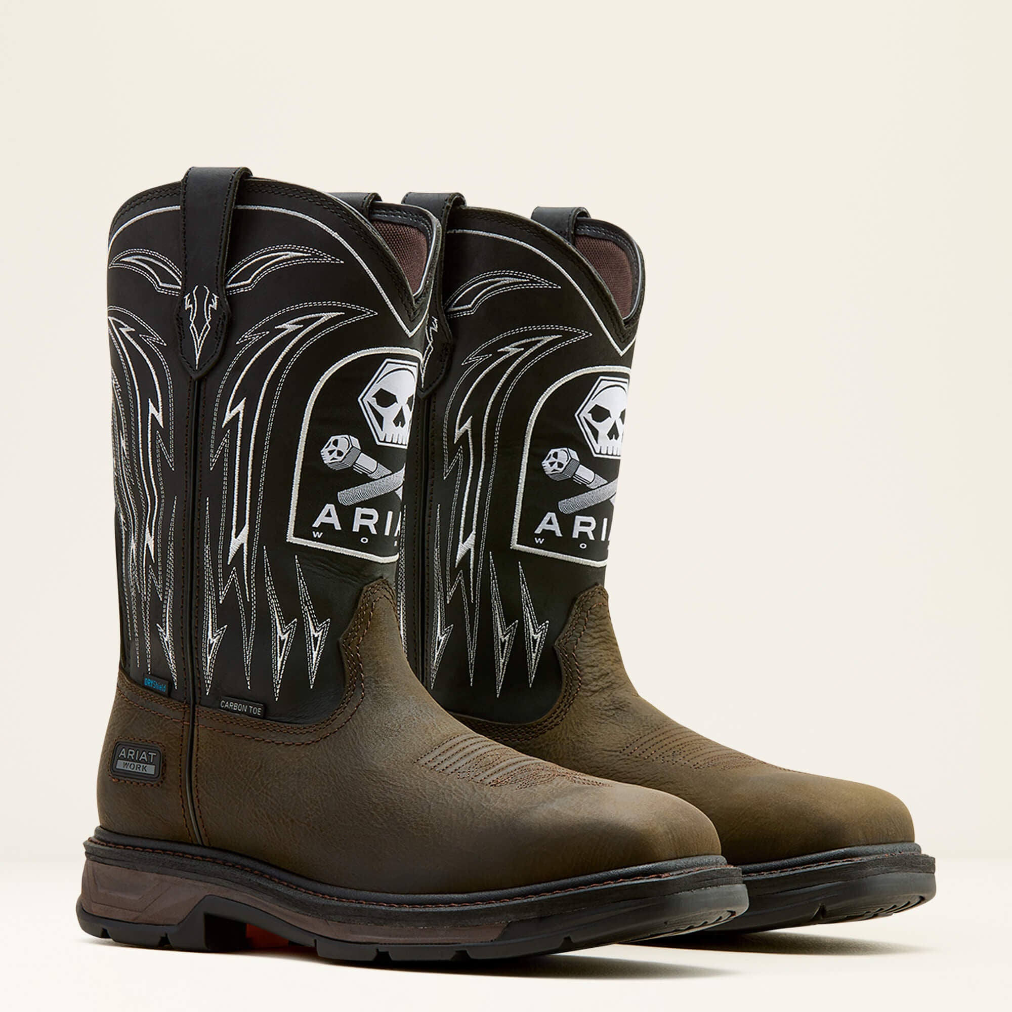 Ariat / WorkHog XT Bolt Skull Waterproof Wide Square Toe Carbon Toe Work Boot