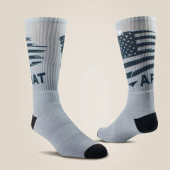 Ariat / Patriot Graphic Crew Work Sock 2 Pair Multi Color Pack