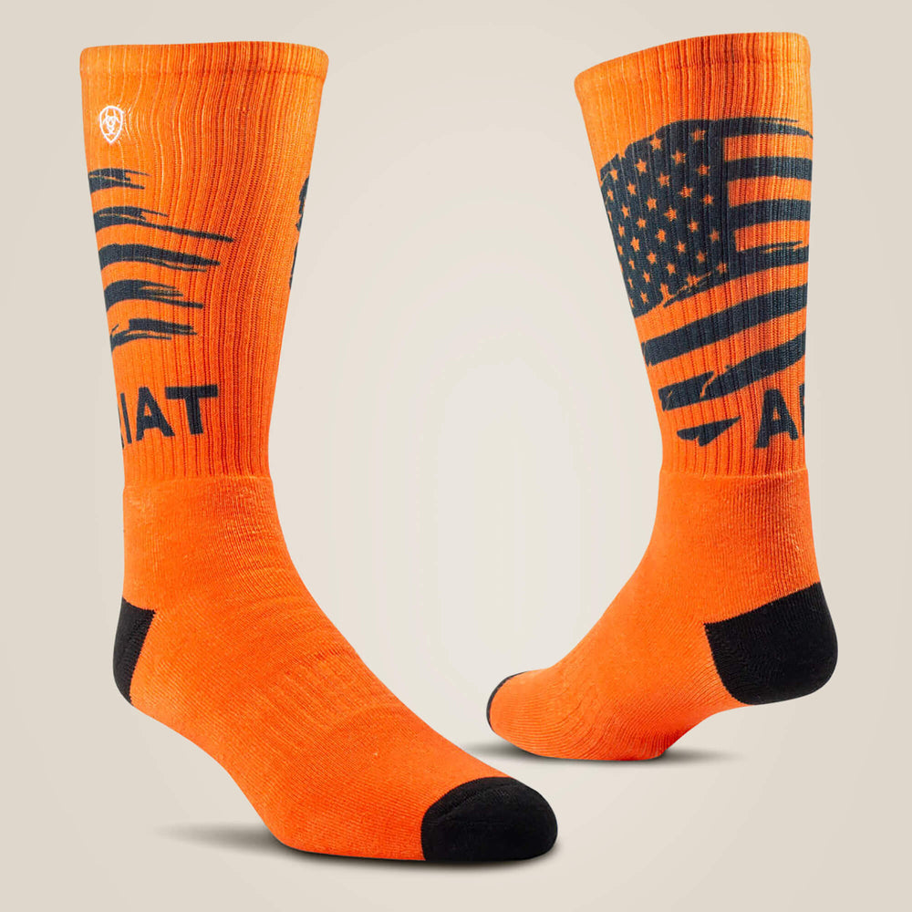 Ariat / Patriot Graphic Crew Work Sock 2 Pair Multi Color Pack