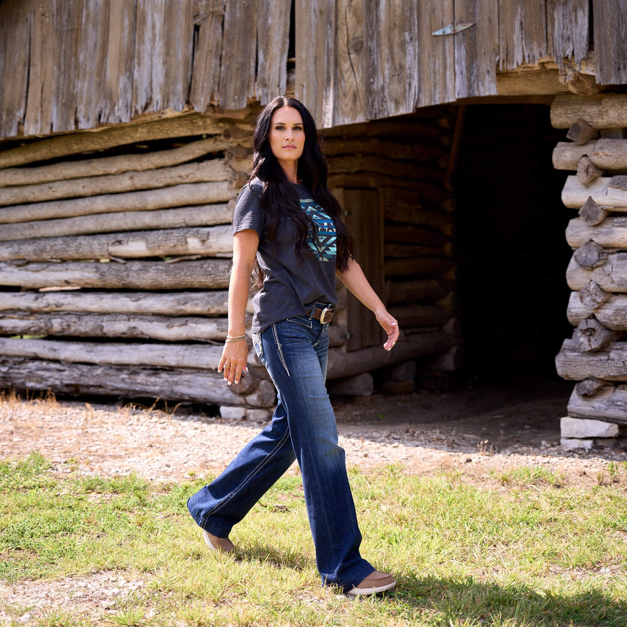 Ariat / Trouser Mid Rise Stretch Entwined Wide Leg Jean