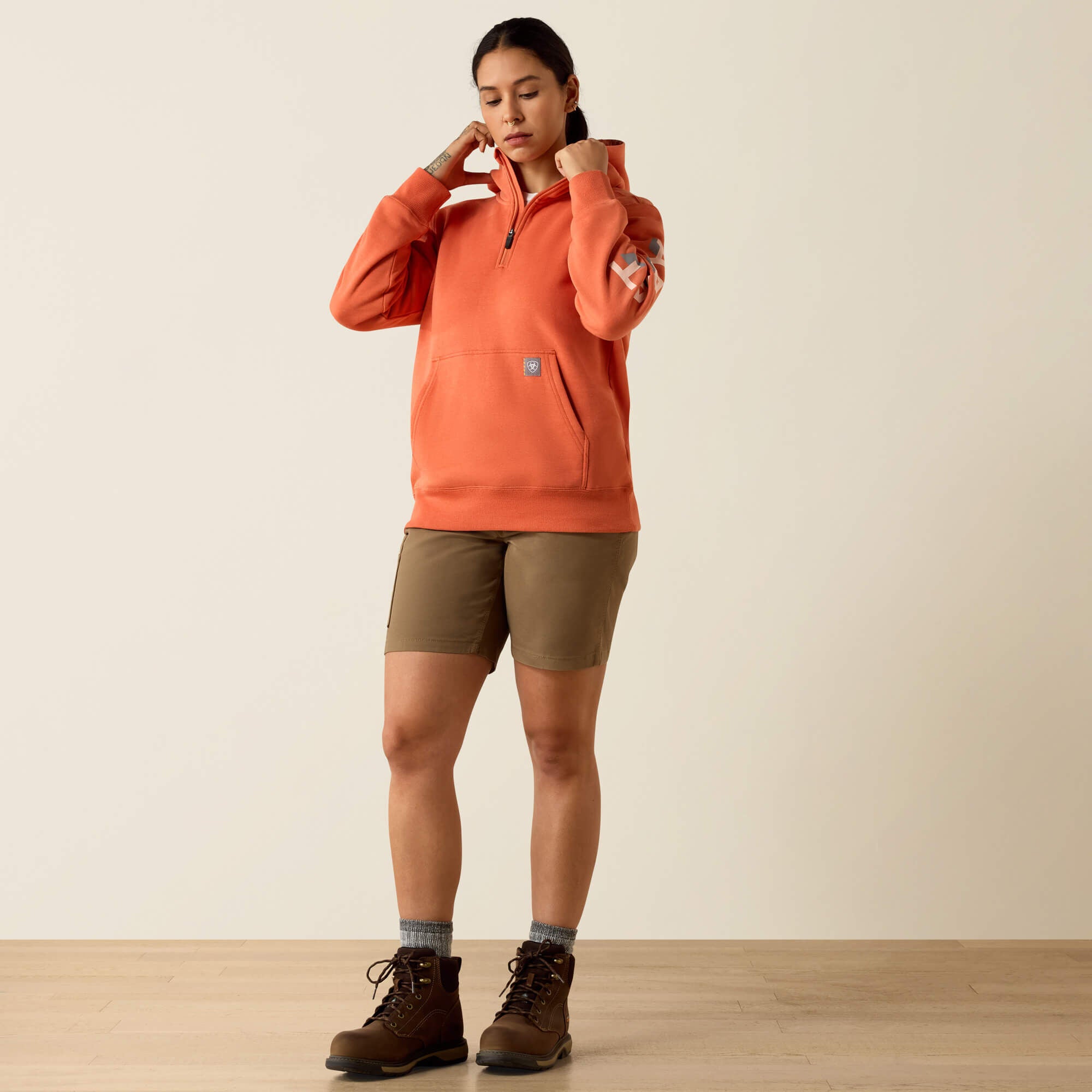 Ariat / Rebar Lightweight Logo 1/2 Zip Hoodie