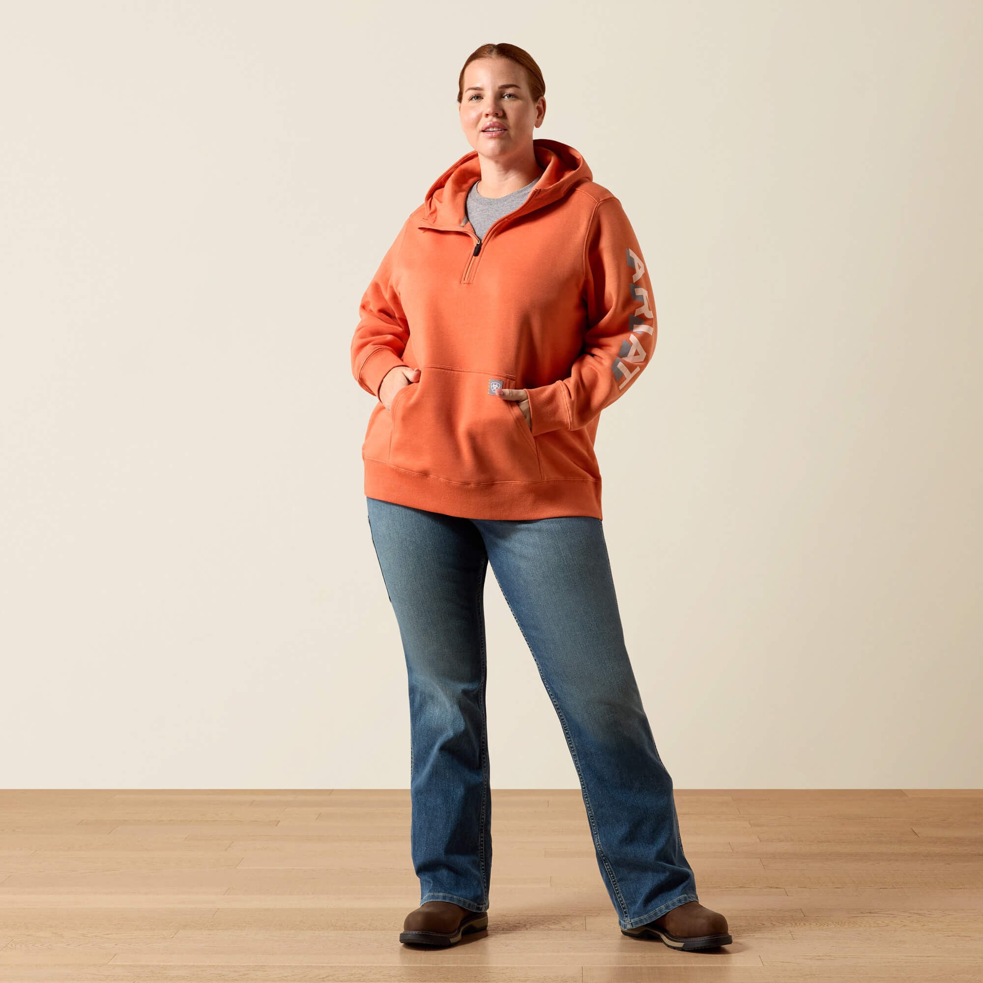 Ariat / Rebar Lightweight Logo 1/2 Zip Hoodie
