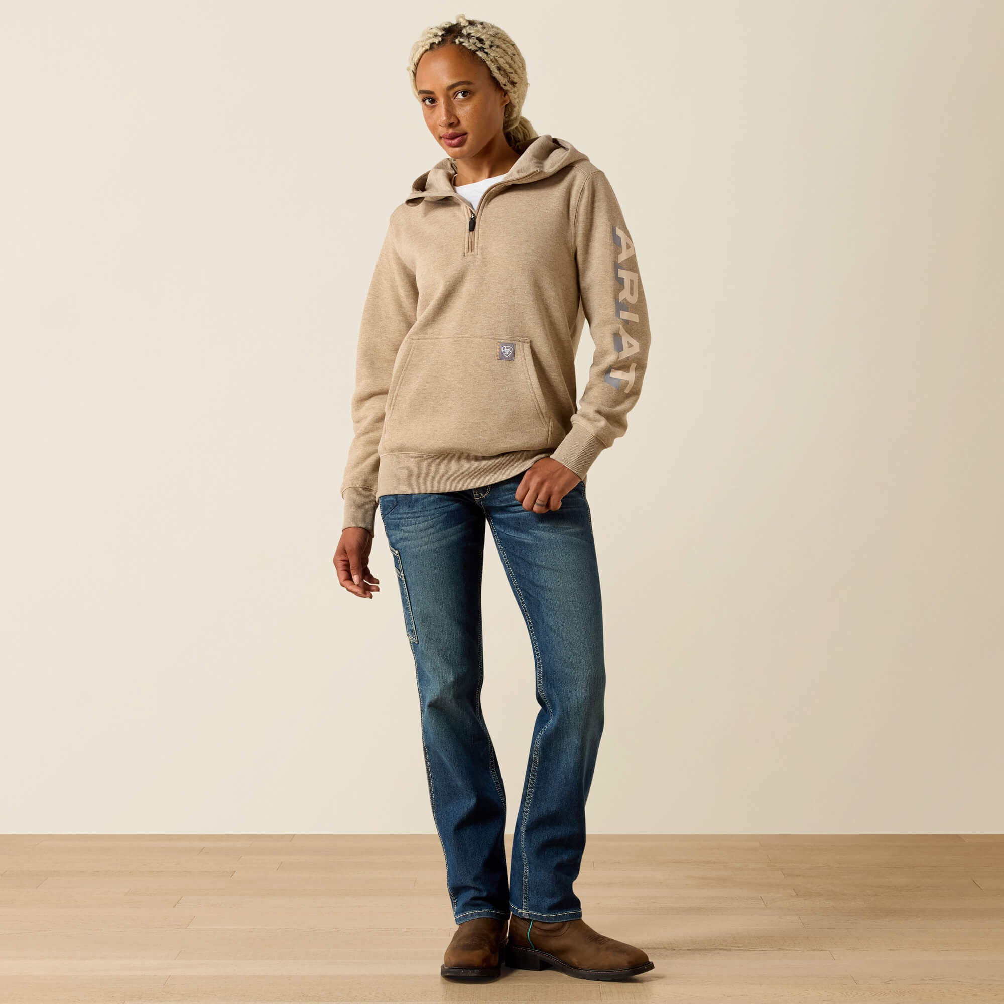 Ariat / Rebar Lightweight Logo 1/2 Zip Hoodie