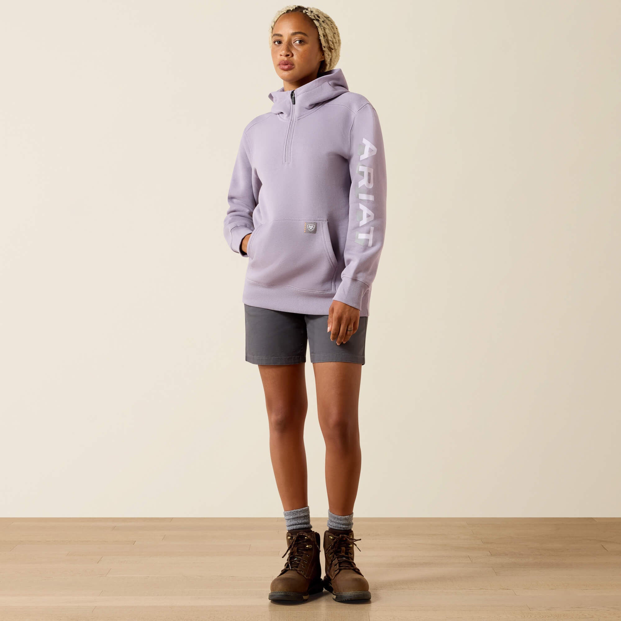 Ariat / Rebar Lightweight Logo 1/2 Zip Hoodie
