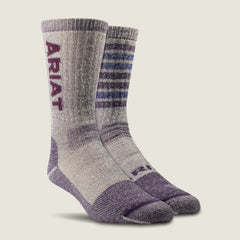Ariat / Midweight Merino Wool Blend Steel Toe Work Sock 2 Pair Multi Color Pack